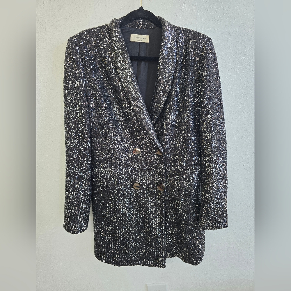 Saints & Hearts Black Ready For Business Sequin Blazer Dress Size Large - Picture 5 of 13